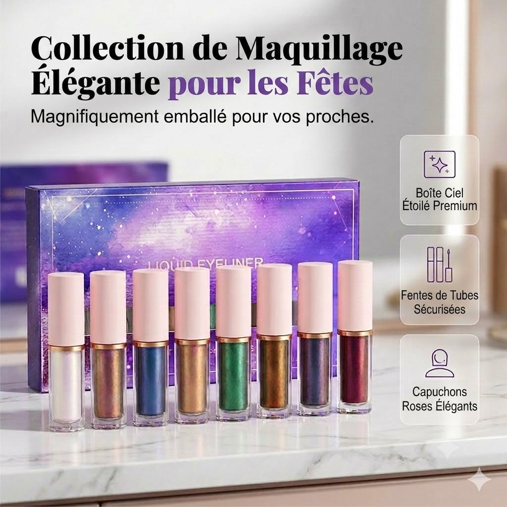 ✨ Kit de 8 eye-liners liquides pailletés