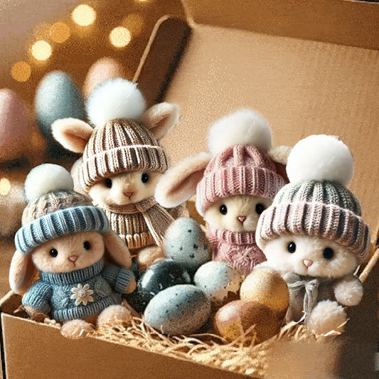 Mini peluches de lapins faites main - Joli cadeau de Pâques et décoration