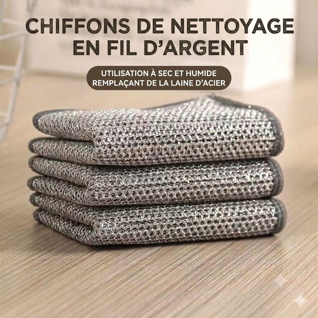 Chiffon de cuisine en fil d'acier (1 lot de 10 pièces)
