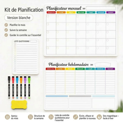 Planning familial magnétique – Agenda mensuel, hebdomadaire et quotidien