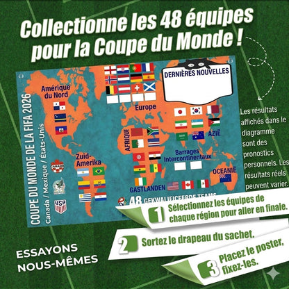 Poster du calendrier de la Coupe du Monde 2026 – Remplissez-le, placez vos paris et suivez tout le tournoi.