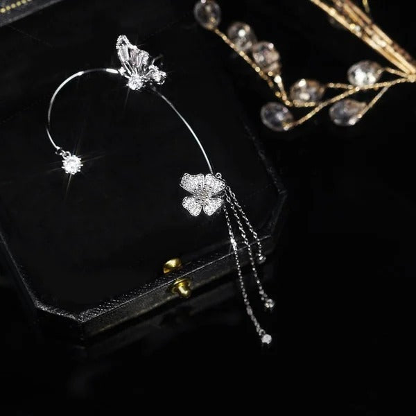 Boucles d'oreilles à clips simples avec papillons, motifs floraux et pompons – Élégantes, confortables et sans perçage
