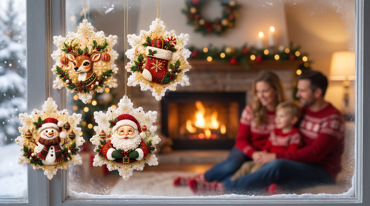 Kit de broderie diamant DIY 6 pièces pour décorations de Noël