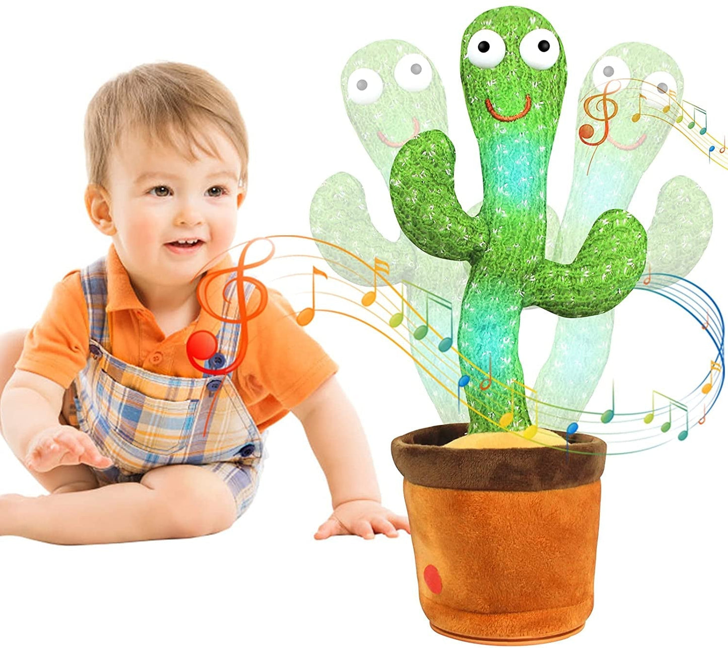 Cactus Dansant et Parlant – Jouet Interactif pour Bébé qui Répète (Avec Musique & Lumière LED)