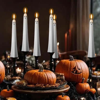 🎃👻 Bougies LED fantômes télécommandées avec mèche à flamme vacillante 3D 🕯️💡 1 lot (2 pièces)