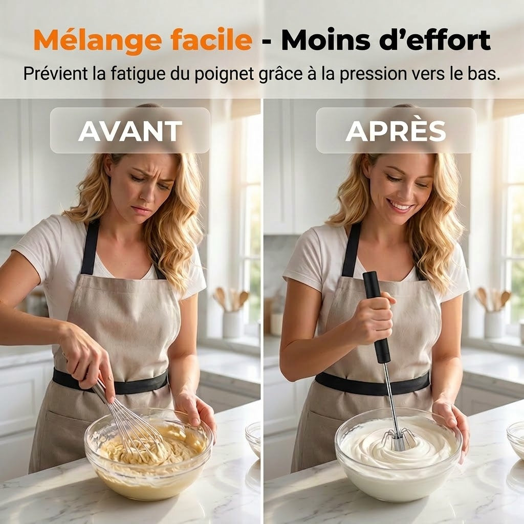 Ustensile de cuisine pratique : Fouet en acier inoxydable avec poignée antidérapante