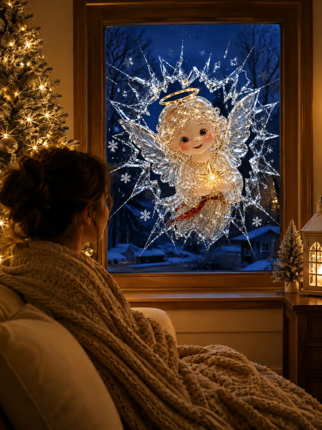 Sticker de Noël 3D effet vitre brisée