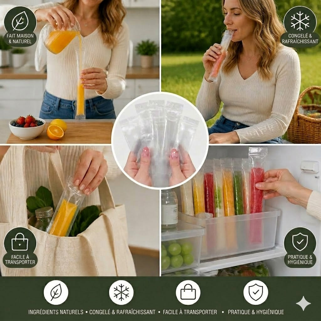 Sachets à glace à l'eau DIY (100 pièces) – Moules à glaces jetables