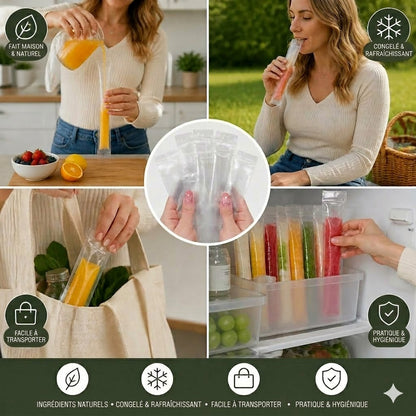 Sachets à glace à l'eau DIY (100 pièces) – Moules à glaces jetables