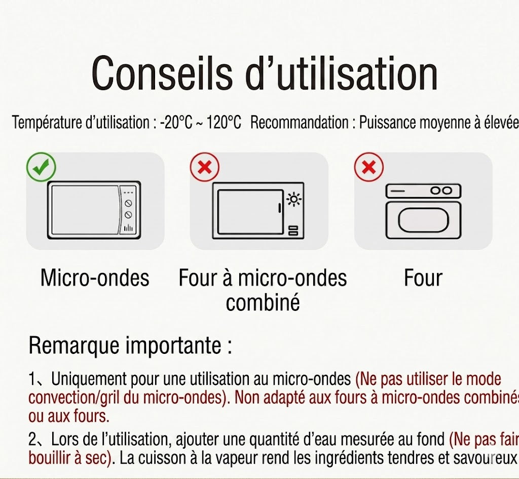 Cuit-vapeur micro-ondes multifonction - Avec fonction maintien au chaud - Cuisine saine & vapeur