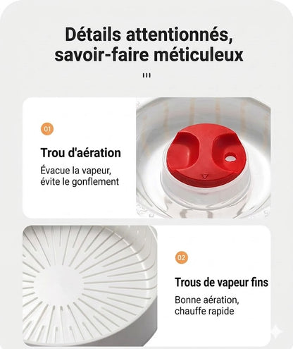Cuit-vapeur micro-ondes multifonction - Avec fonction maintien au chaud - Cuisine saine & vapeur