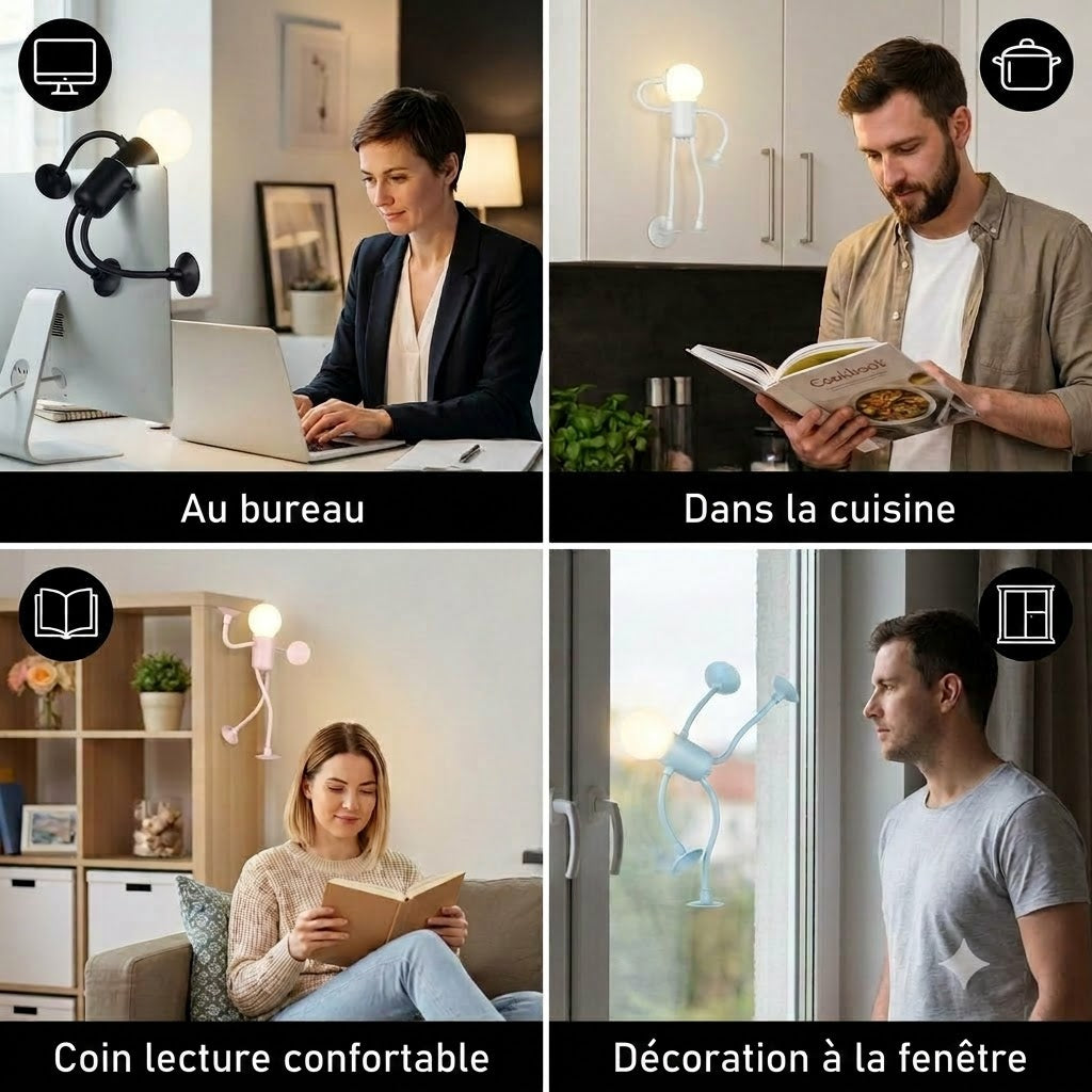 Lampe LED à ventouse – Design amusant avec ventouses interchangeables pour la décoration