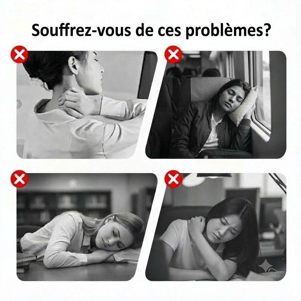 Coussin de voyage ergonomique gonflable – Oreiller de cou compact et portable pour avion, train et voiture