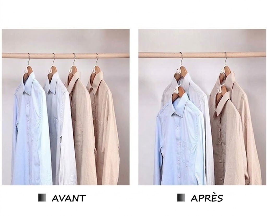 Crochets gain de place pour cintres (Lot de 12 pièces)