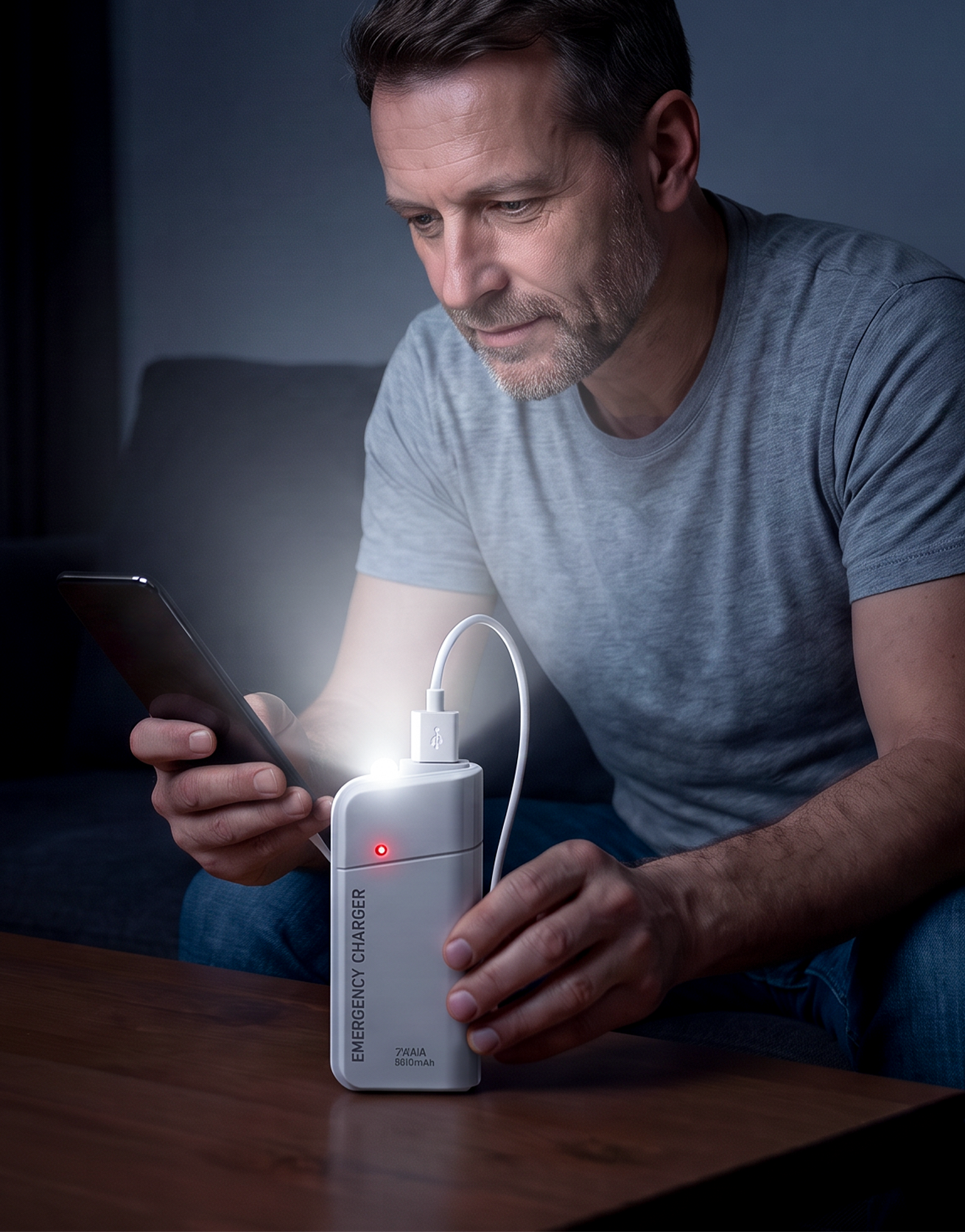Batterie externe à piles AA avec lampe torche LED – Alimentation de secours pour votre téléphone en cas d'urgence