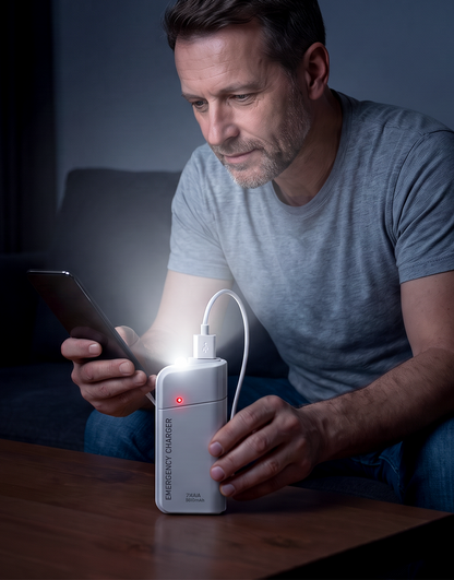 Batterie externe à piles AA avec lampe torche LED – Alimentation de secours pour votre téléphone en cas d'urgence