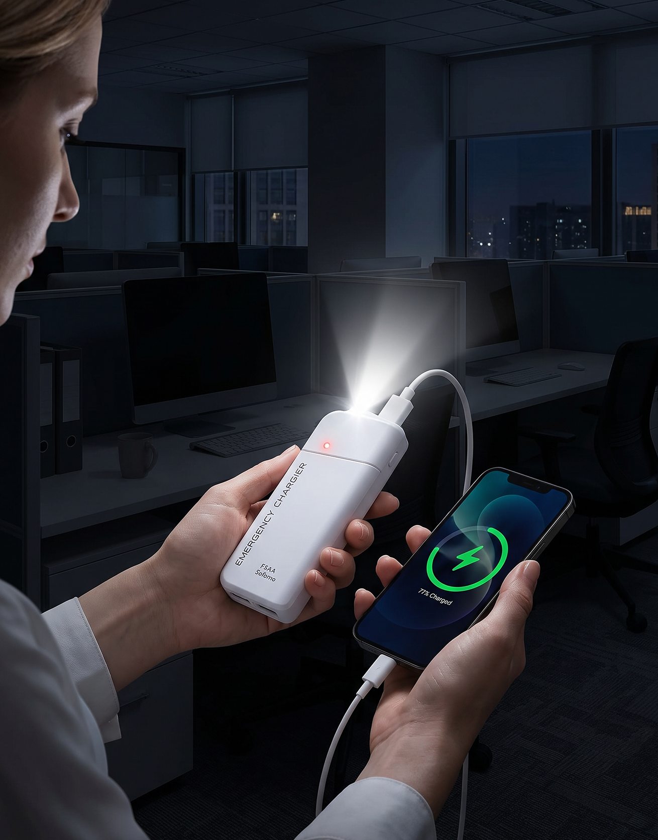 Batterie externe à piles AA avec lampe torche LED – Alimentation de secours pour votre téléphone en cas d'urgence
