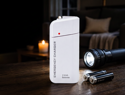 Batterie externe à piles AA avec lampe torche LED – Alimentation de secours pour votre téléphone en cas d'urgence