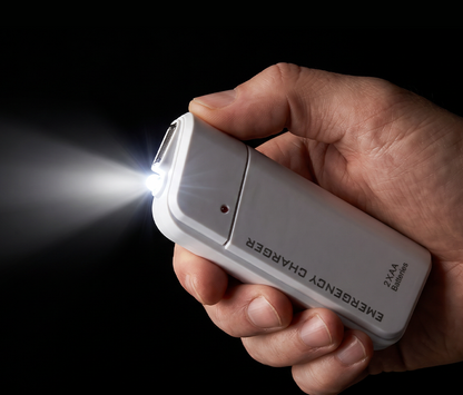 Batterie externe à piles AA avec lampe torche LED – Alimentation de secours pour votre téléphone en cas d'urgence