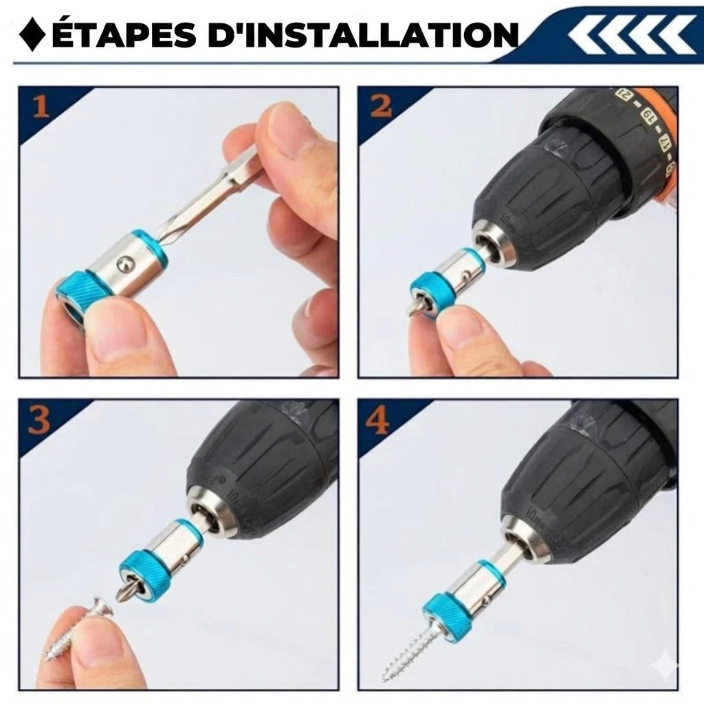 Anneau magnétique universel pour embouts de vissage – Lot de 3 pièces