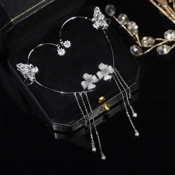 Boucles d'oreilles à clips simples avec papillons, motifs floraux et pompons – Élégantes, confortables et sans perçage