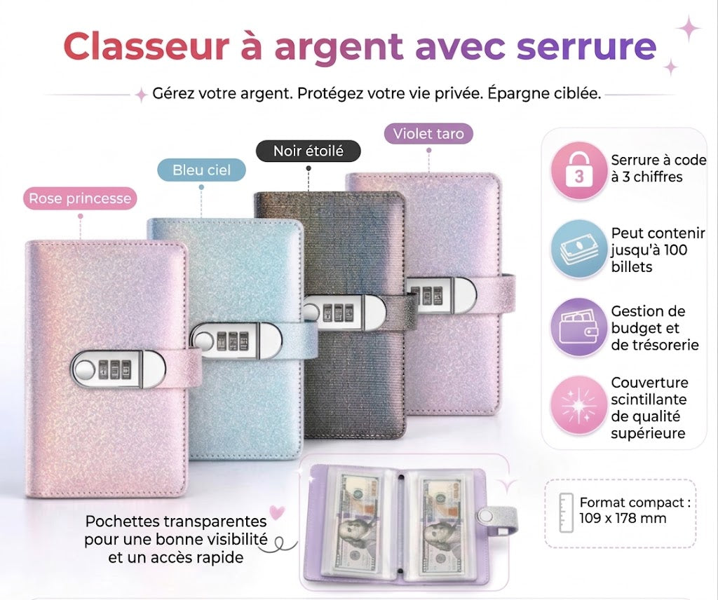 Carnet de budget avec cadenas à code