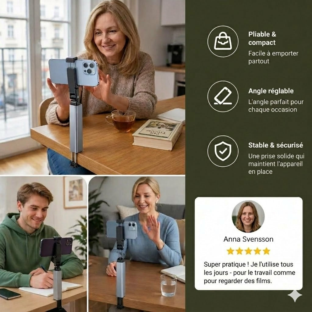 Support de téléphone portable – Support pliable et ajustable pour le voyage
