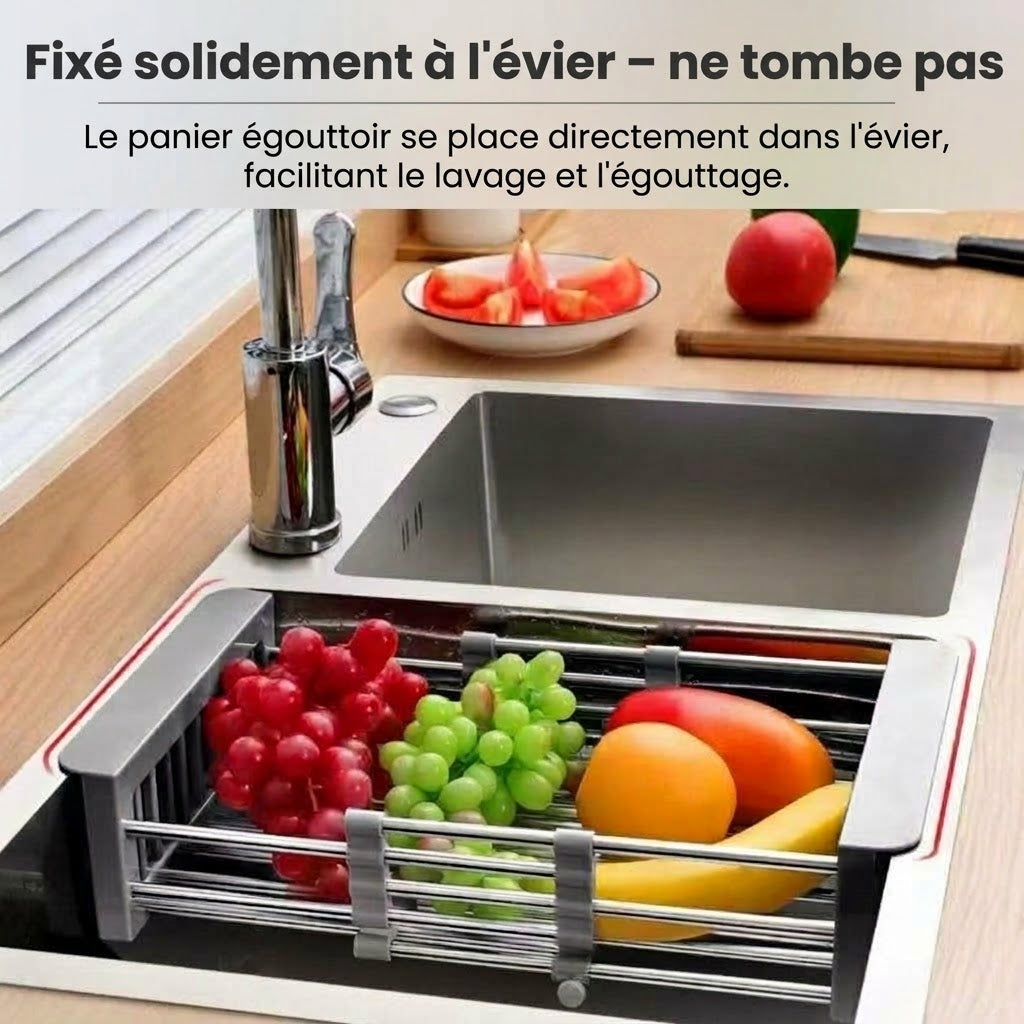 Égouttoir à vaisselle ajustable pour évier