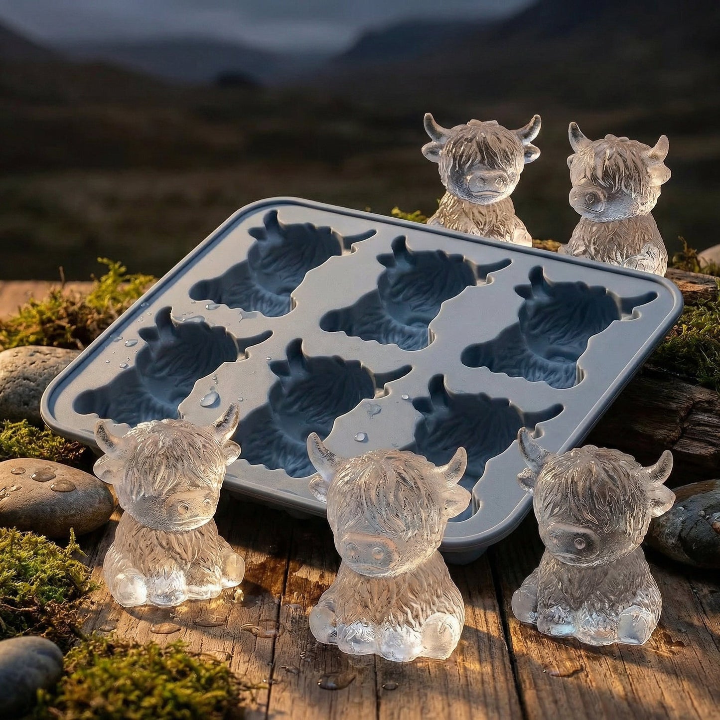 🐮 Moule à glaçons Mini Vache Highland – En silicone 3D pour glaçons