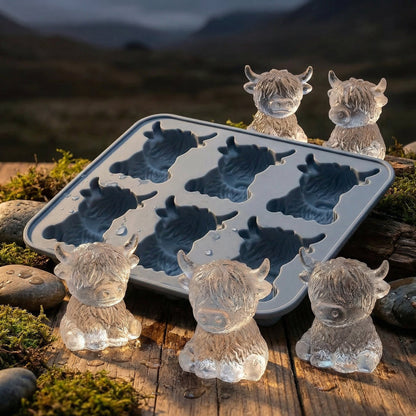 🐮 Moule à glaçons Mini Vache Highland – En silicone 3D pour glaçons