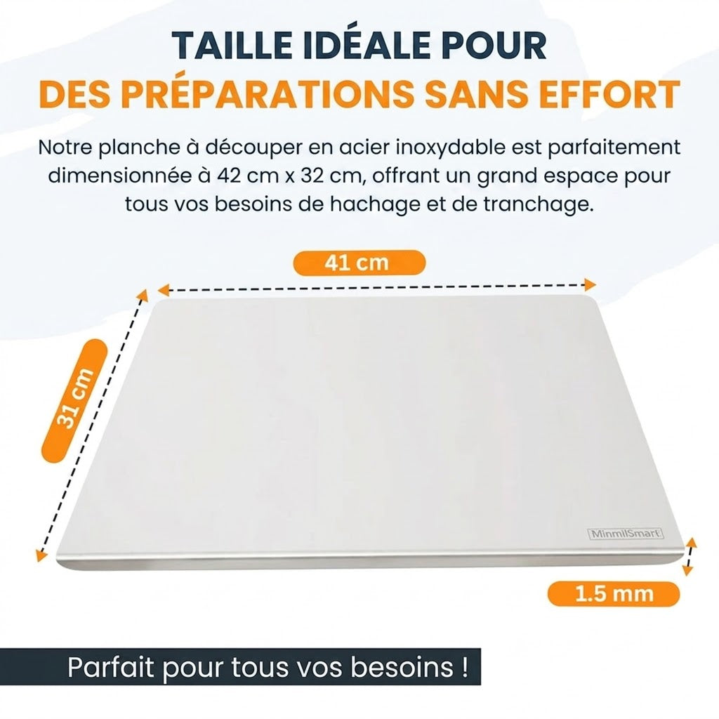 Planche à découper en inox pour plan de travail
