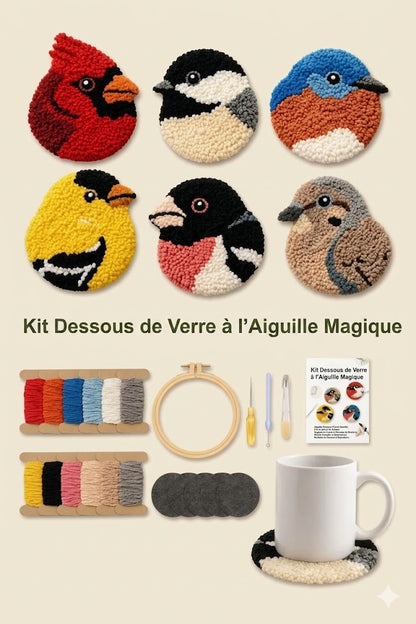 Kit de tricot de sous-verres oiseaux DIY
