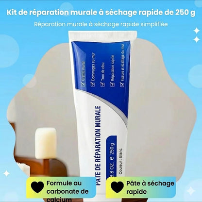 Enduit de rebouchage blanc - 250g - Pâte de réparation pour trous et fissures