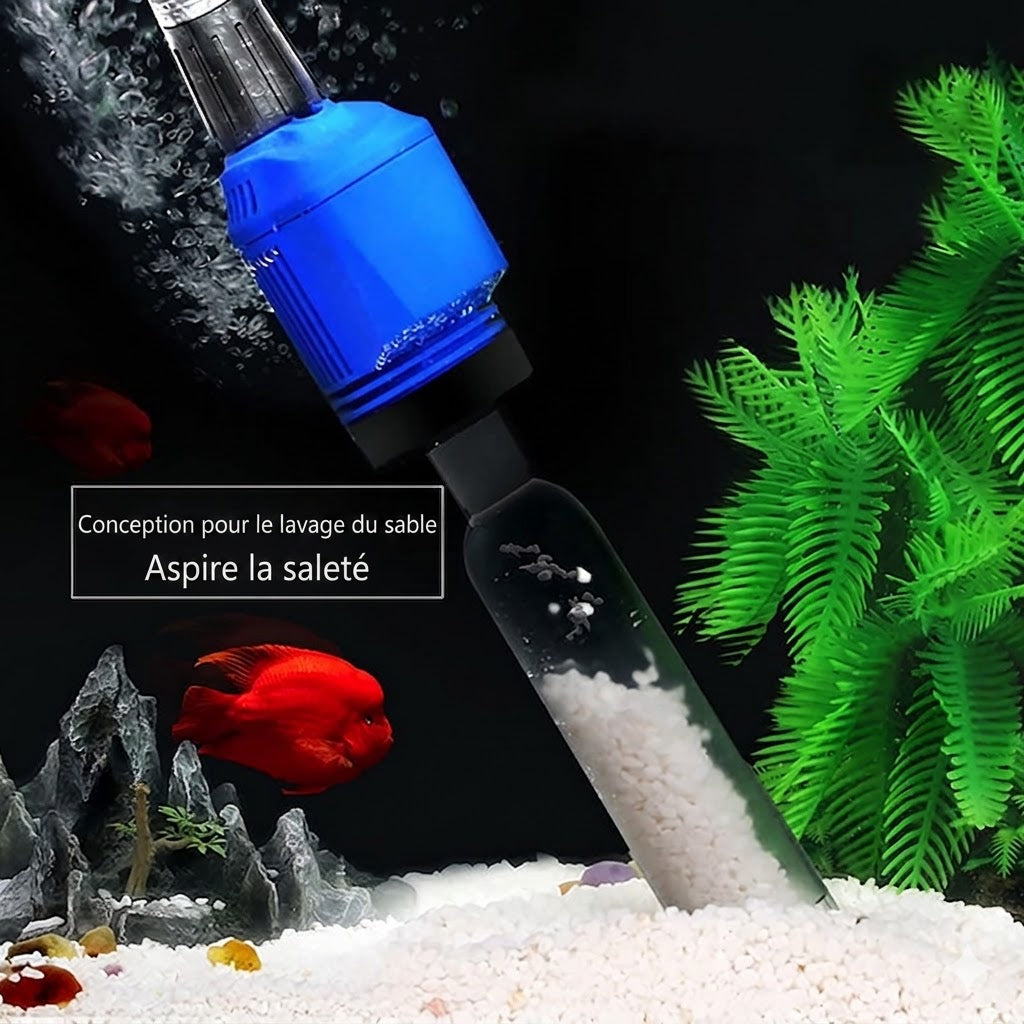 Aspirateur électrique et changeur d'eau pour aquarium - Nettoyeur de fond 3-en-1 - Avec fonction de filtration