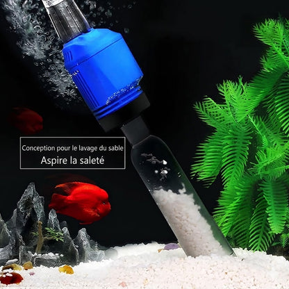 Aspirateur électrique et changeur d'eau pour aquarium - Nettoyeur de fond 3-en-1 - Avec fonction de filtration