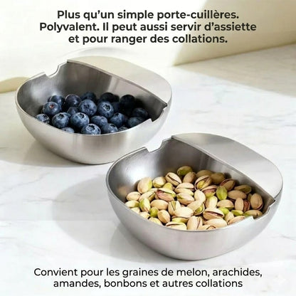 Repose-cuillère de luxe en acier inoxydable pour comptoir de cuisine – Porte-louche de haute qualité