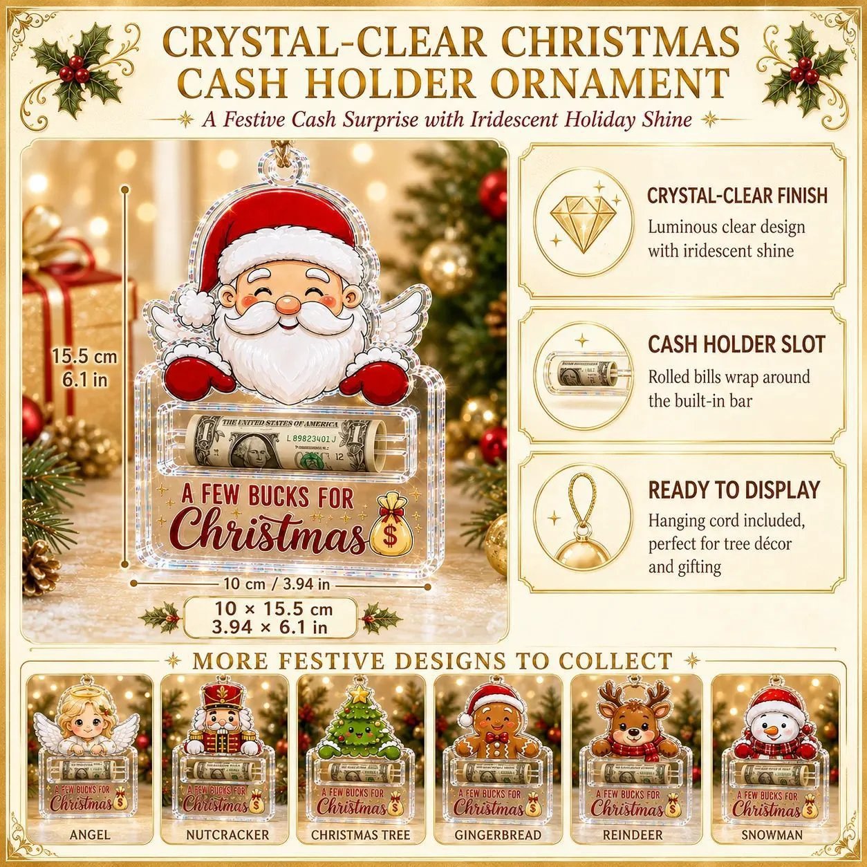 Décorations pour sapin de Noël transparentes comme du cristal