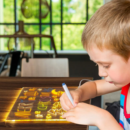 DoodleGlow™ Ardoise Magique LED - Tablette de Dessin Lumineuse pour Enfants (Incl. feutres et pochoirs)