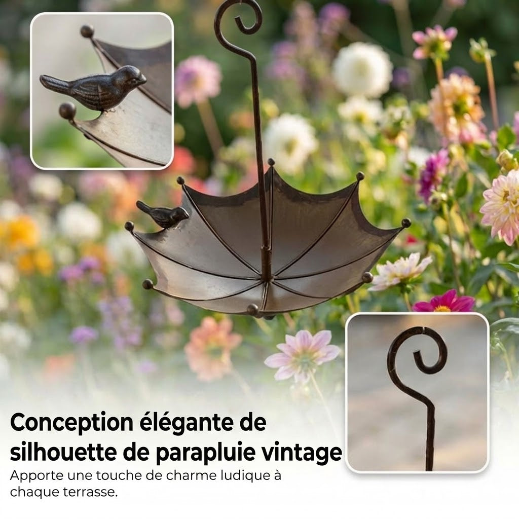 Mangeoire et abreuvoir suspendus pour oiseaux – Silo d'alimentation en forme de parapluie – Station de nourrissage 2 en 1