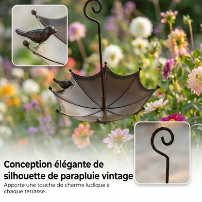 Mangeoire et abreuvoir suspendus pour oiseaux – Silo d'alimentation en forme de parapluie – Station de nourrissage 2 en 1