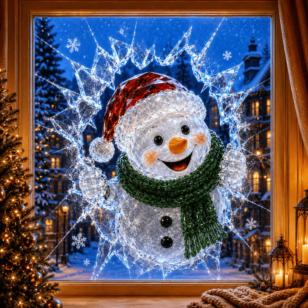 Sticker de Noël 3D effet vitre brisée