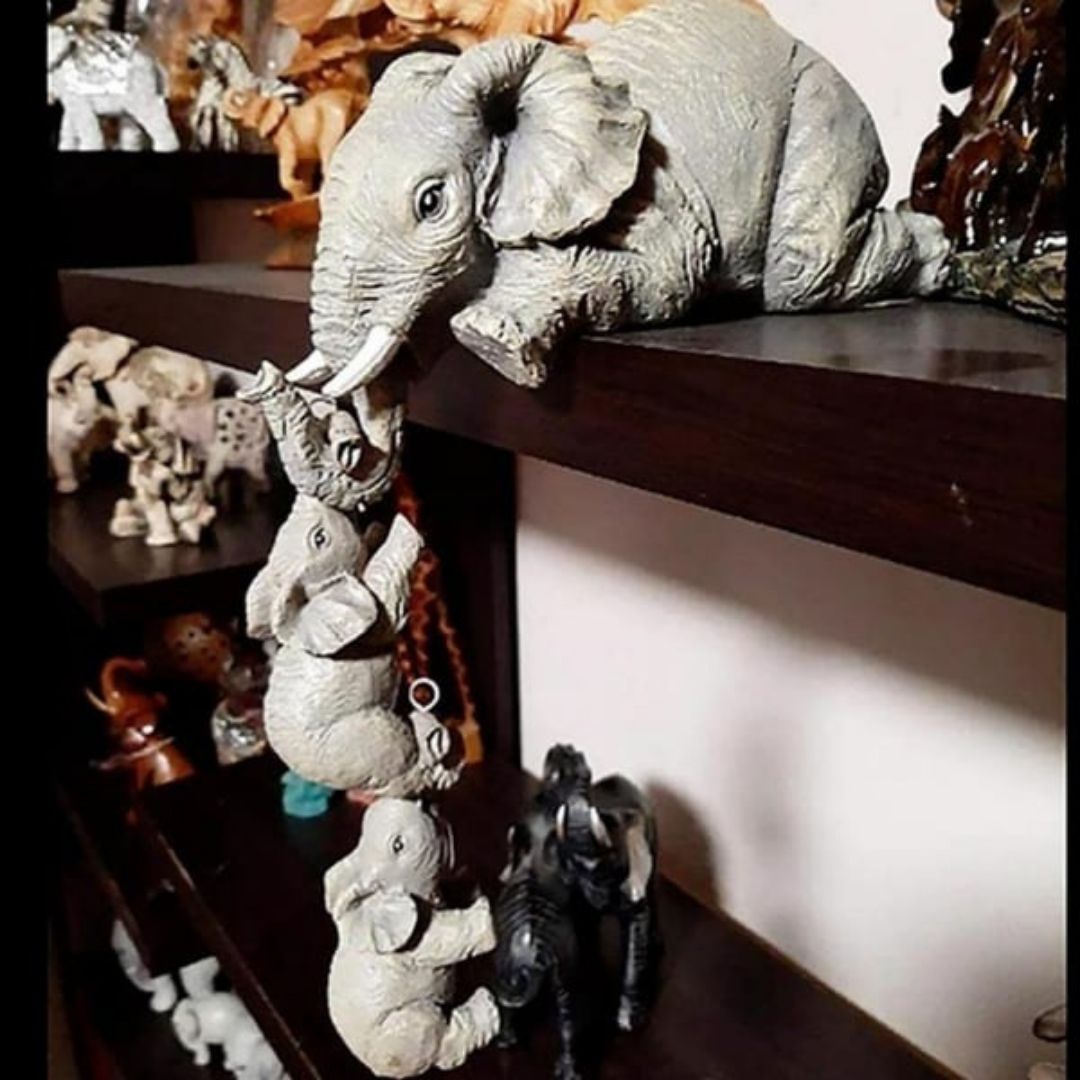 Ornement en résine en forme d'éléphant – Symbole d'un lien familial fort