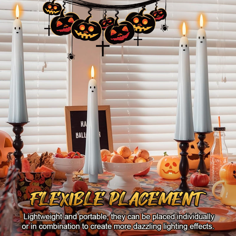 🎃👻 Bougies LED fantômes télécommandées avec mèche à flamme vacillante 3D 🕯️💡 1 lot (2 pièces)