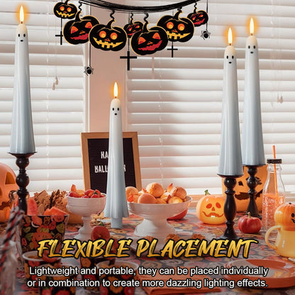 🎃👻 Bougies LED fantômes télécommandées avec mèche à flamme vacillante 3D 🕯️💡 1 lot (2 pièces)