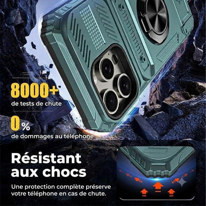 Coque antichoc pour iPhone avec porte-cartes et bague de maintien intégrée