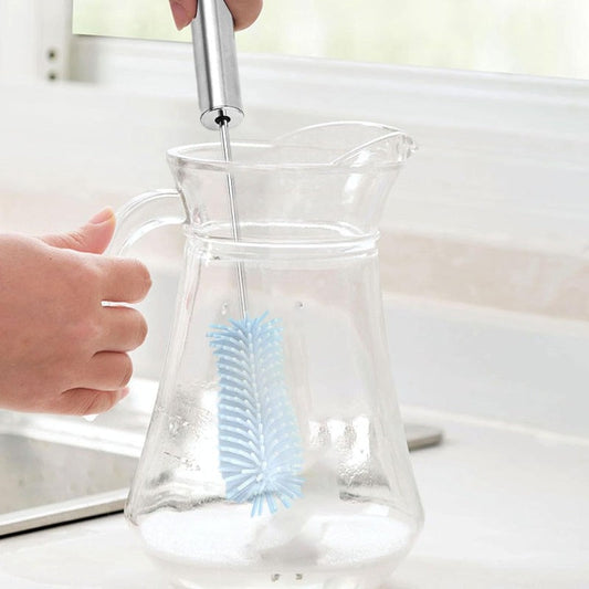 Goupillon en silicone rotatif - Nettoyage à 360 degrés - Pour biberons, verres et gourdes - Hygiénique