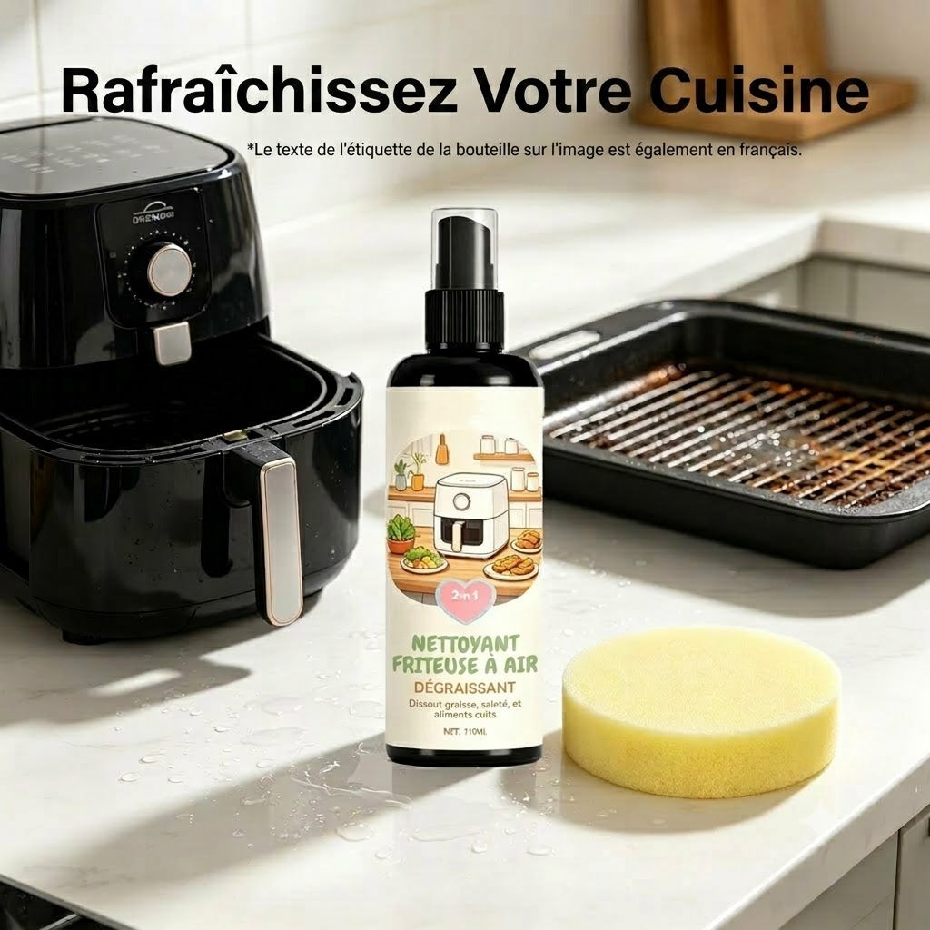 Nettoyant & Spray dégraissant 2-en-1 pour friteuse sans huile