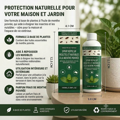 MOONSPRY Spray anti-insectes à la menthe poivrée – Insecticide pour intérieur et extérieur, chambre et jardin