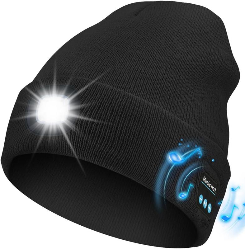Bonnet Bluetooth avec Lampe Frontale LED Rechargeable USB