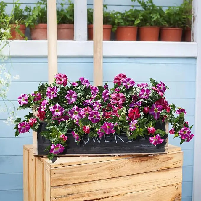 Bouquet de pétunias artificiels réalistes – Pour l'intérieur et l'extérieur